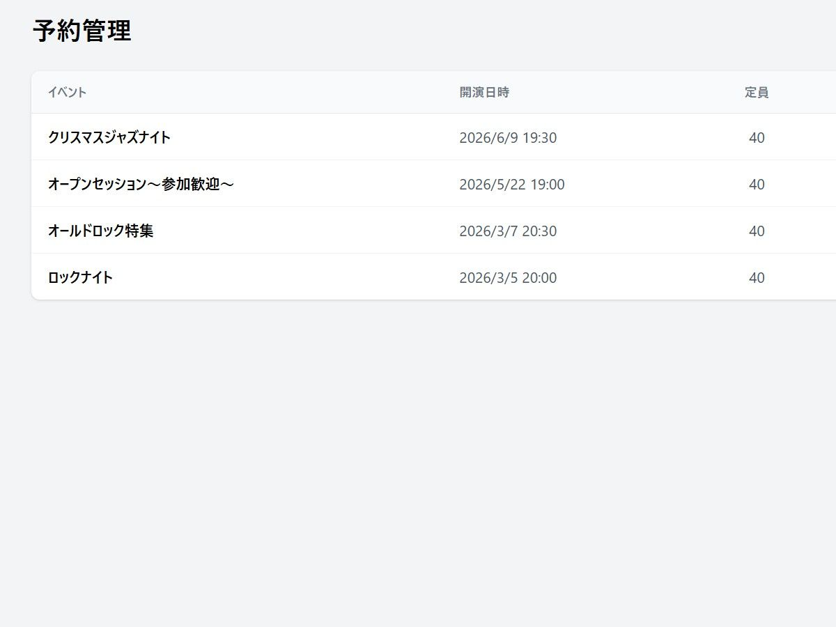 予約管理画面